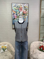 Navy Gingham Sleeveless Sweater