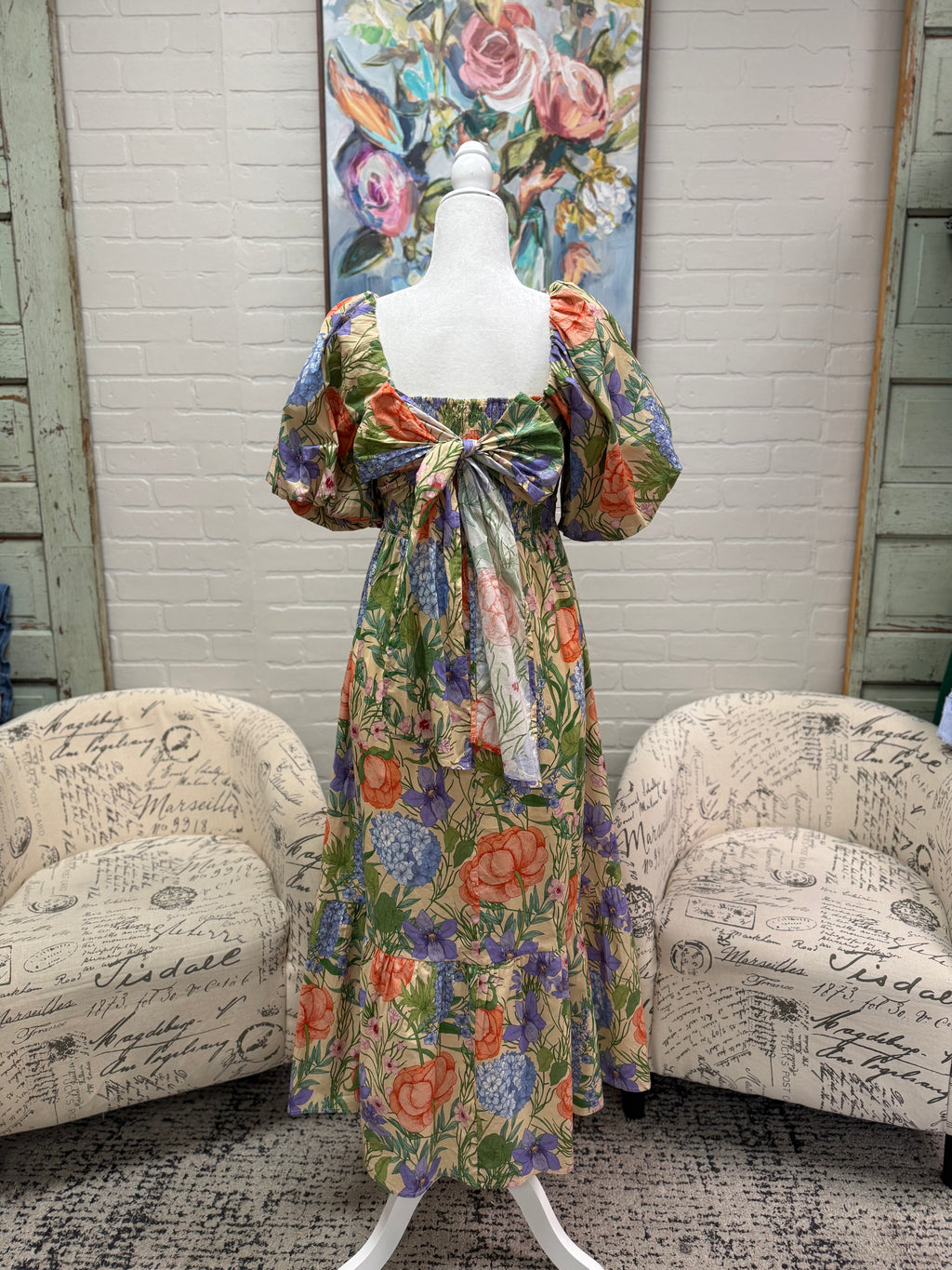 Floral Tie Back Midi Dress