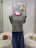 Black & Red Striped Contrast Sweater