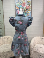 Light Blue Denim Floral Dress
