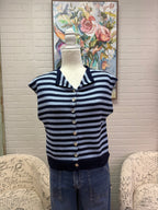 Blue Striped Button Down Vest
