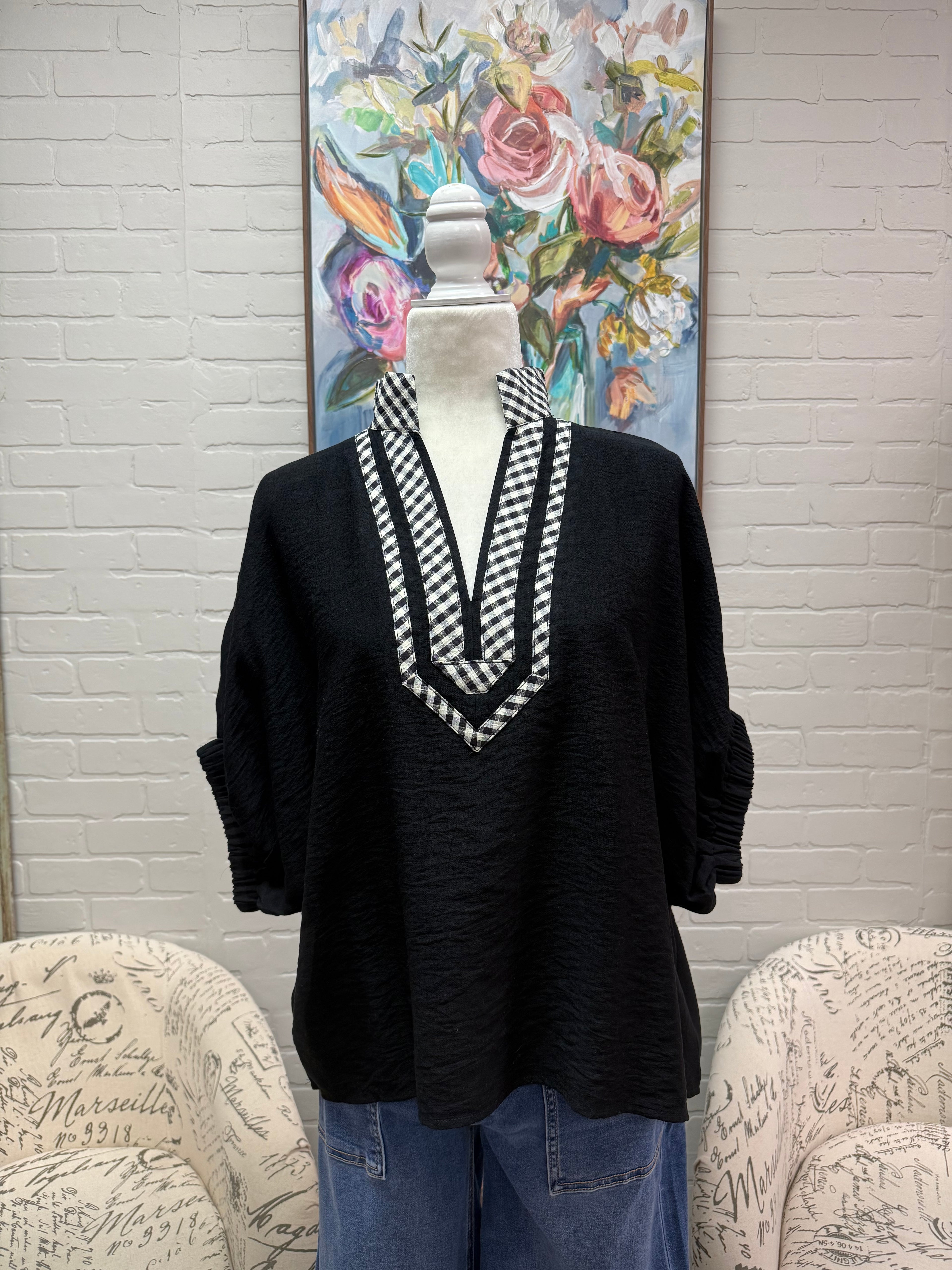 Black Trimmed Blouse