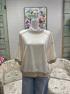 Cream Contrast Trim Top