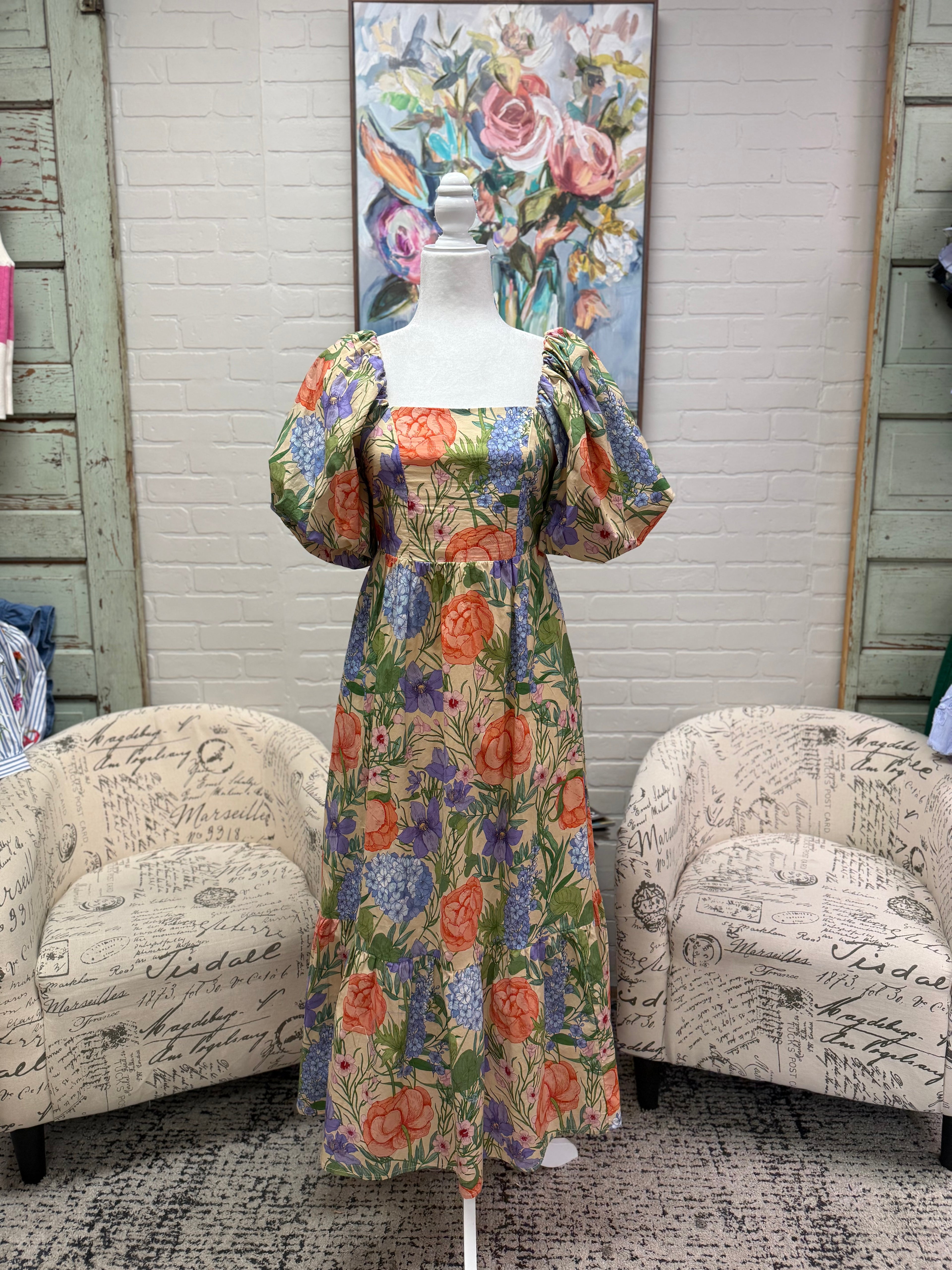 Floral Tie Back Midi Dress – Kay Marie Boutique