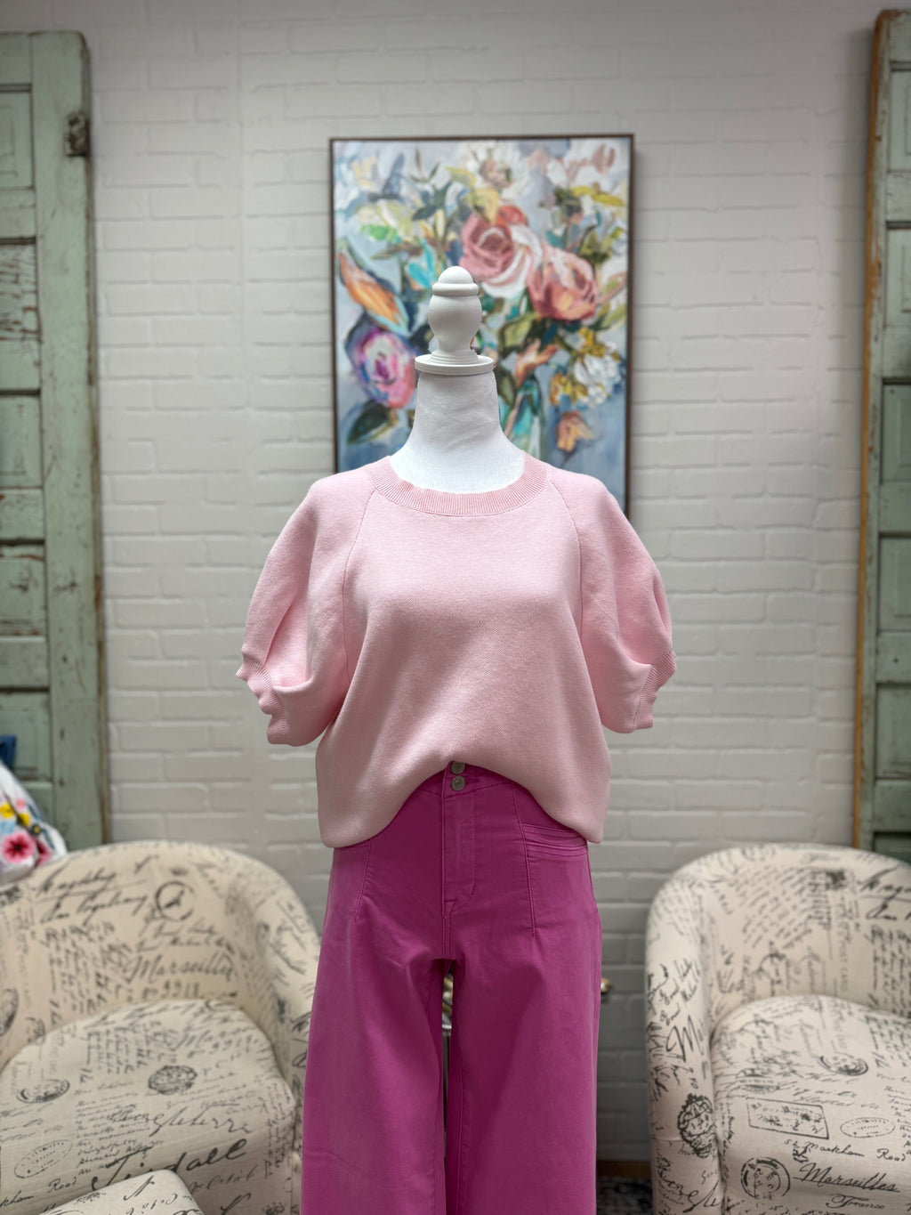 Pink Puff Sleeved Sweater