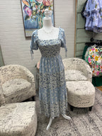 Blue Mixed Floral Midi Dress