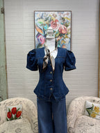 Denim Puff Sleeve Top