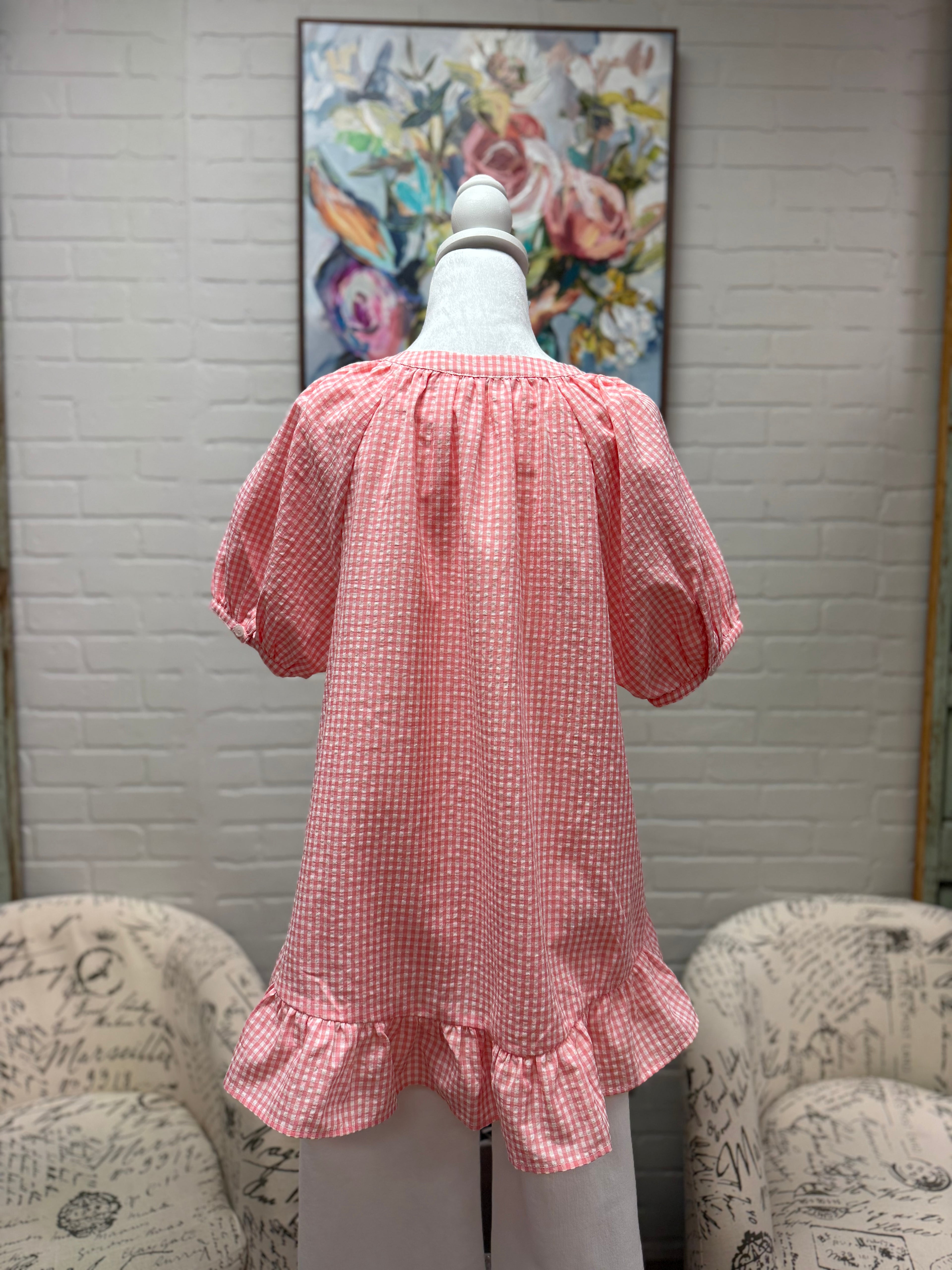 Melon Gingham Blouse
