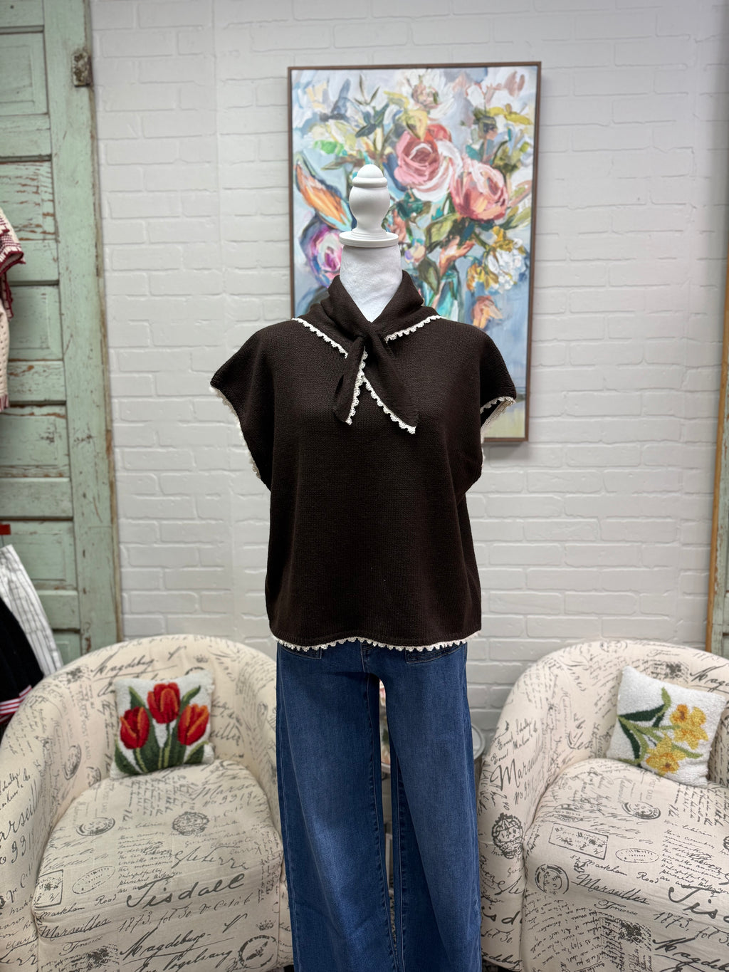 Brown Tie Sweater