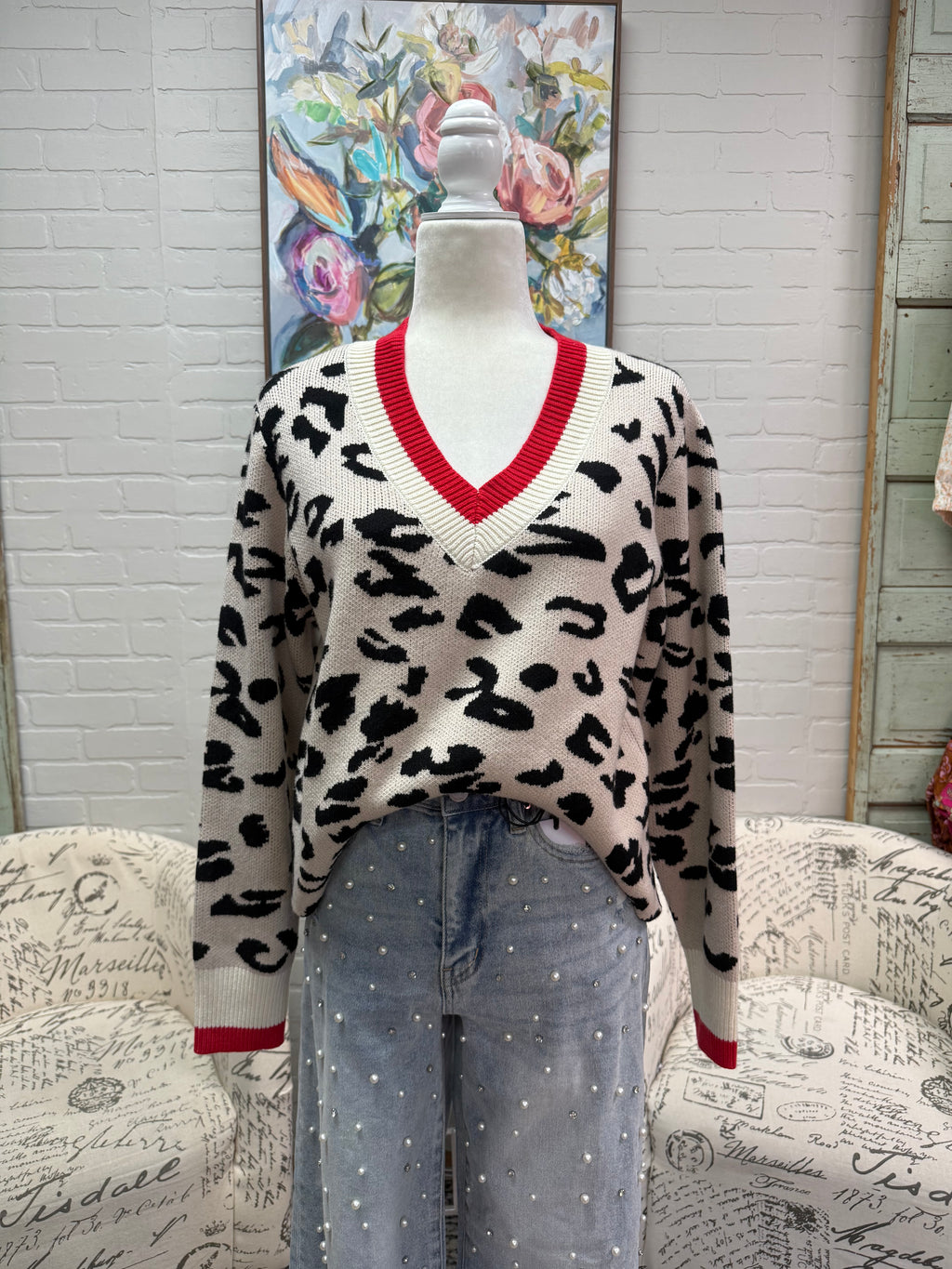 Leopard V- Neck Sweater