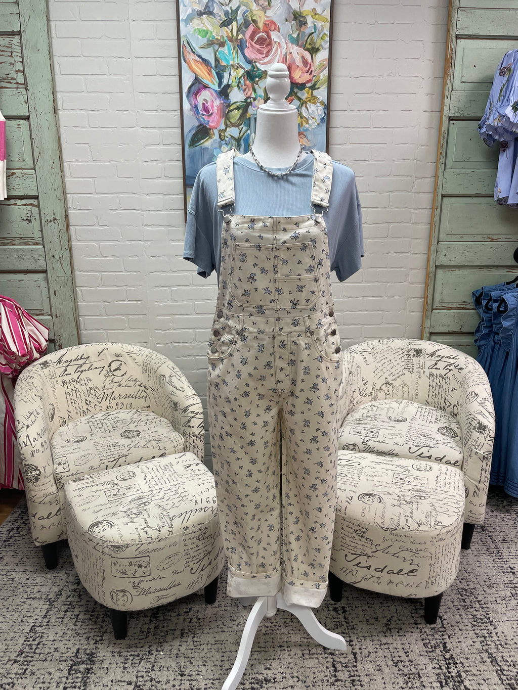 Floral Denim Overalls
