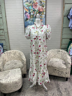 Off White Floral Eyelet Midi Dress