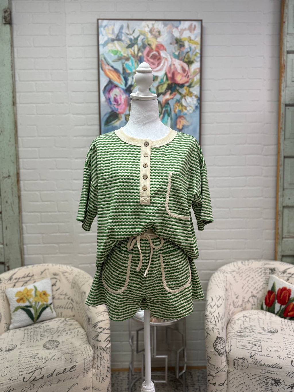 Green Zig Zag Shorts