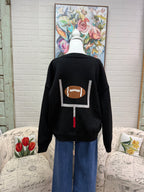 Black Long Sleeve Football Sweater