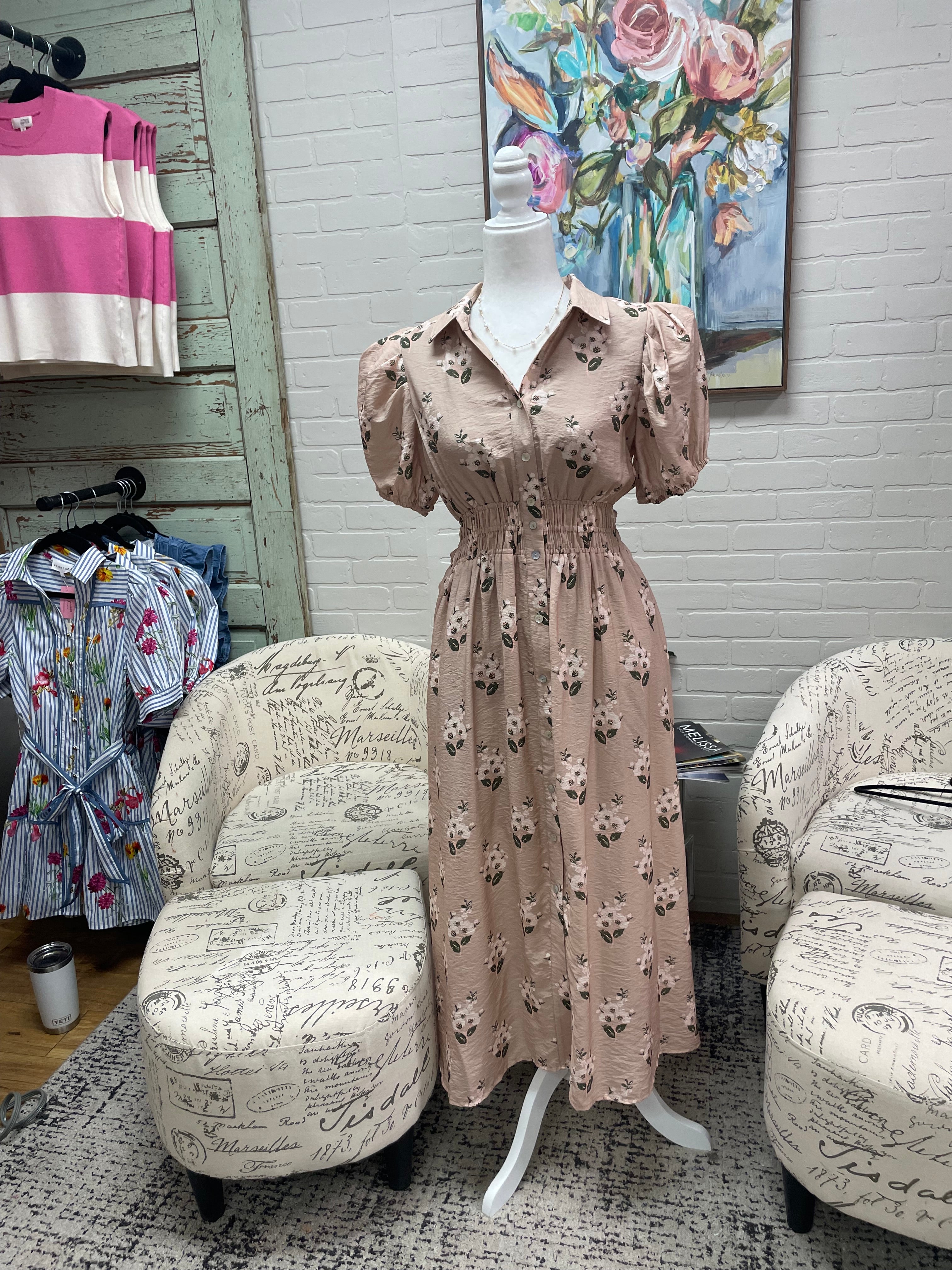 Matcha Floral Midi Dress