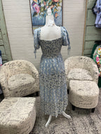 Blue Mixed Floral Midi Dress