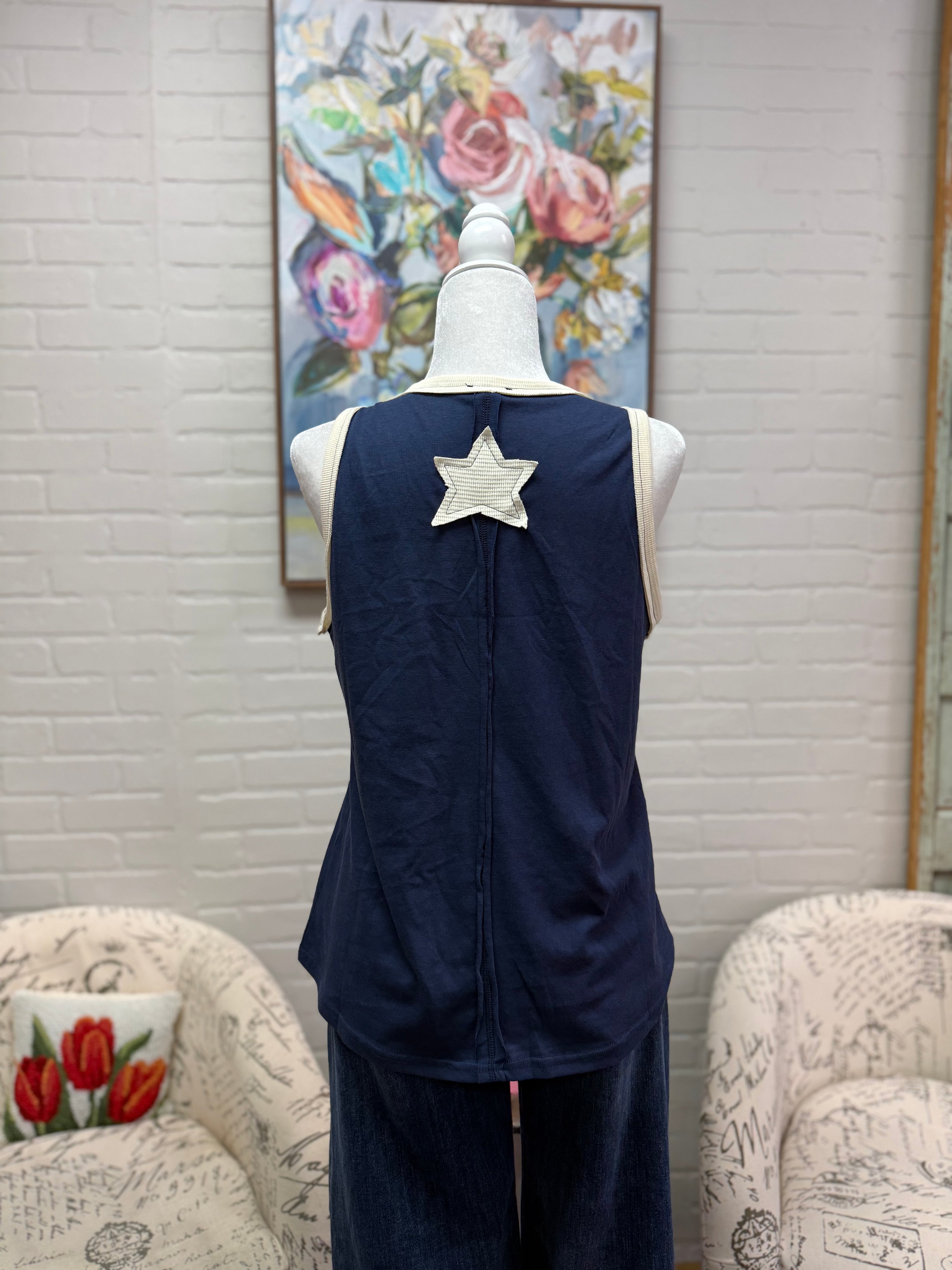 Navy Star Tank Top