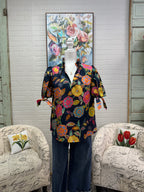 Navy Floral Blouse