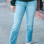Mid Rise Slim Straight Jeans