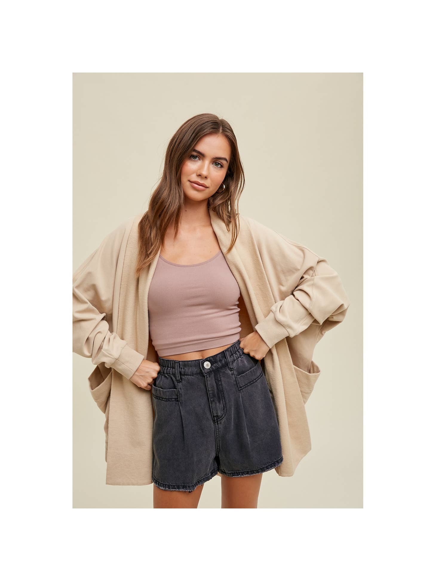 Natural Draped Cardigan