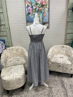 Black Gingham Midi Dress