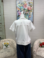 White Collared Flag Top