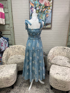 Icy Blue Embroidered Maxi Dress
