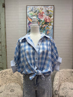 Gingham Balloon Sleeve Top