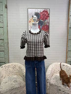 Brown Gingham Sweater