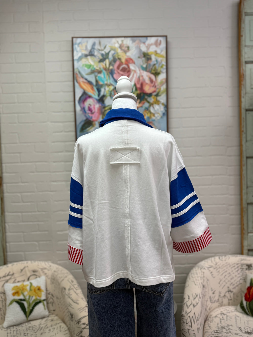 Red, White & Blue 3/4 Sleeve Top