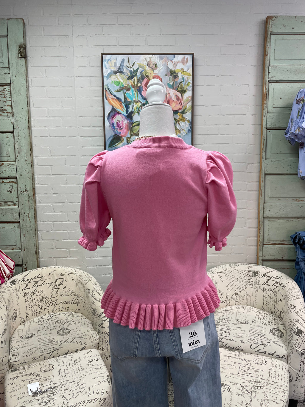 Pink Peplum Hem Sweater