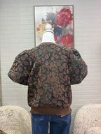 Brown Jacquard Bubble Top