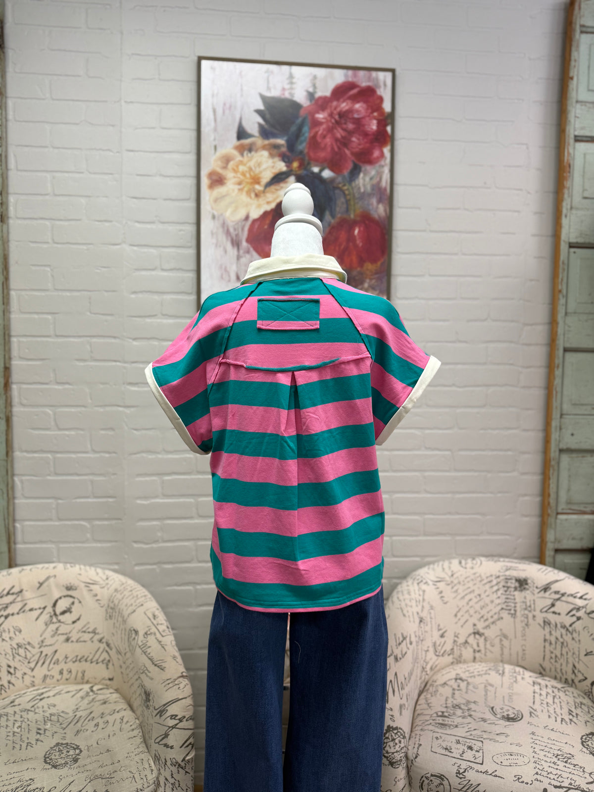Pink Striped Polo