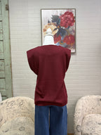 Burgundy Padded Shoulder Sweater
