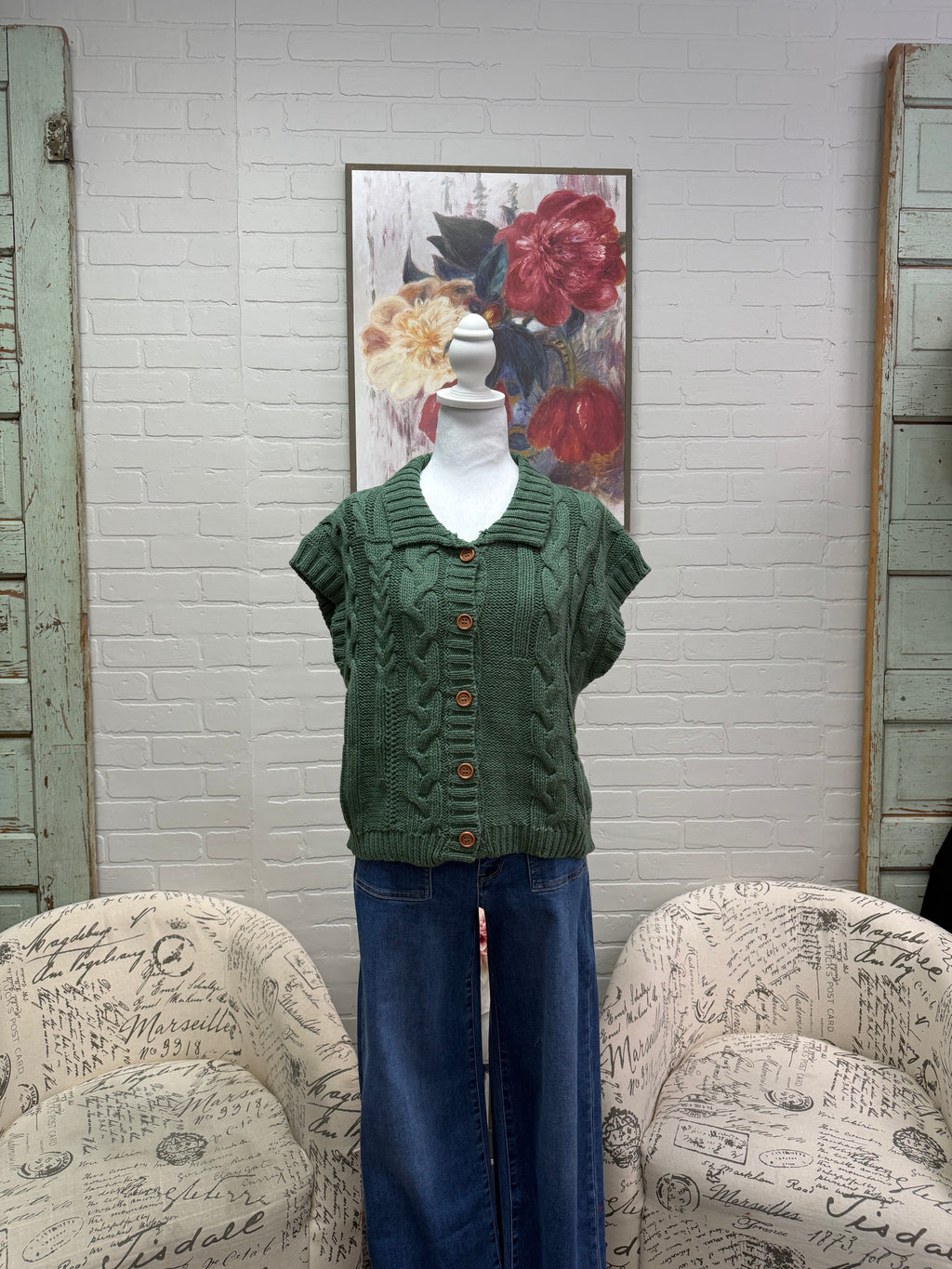 Sea Green Pointelle Sweater