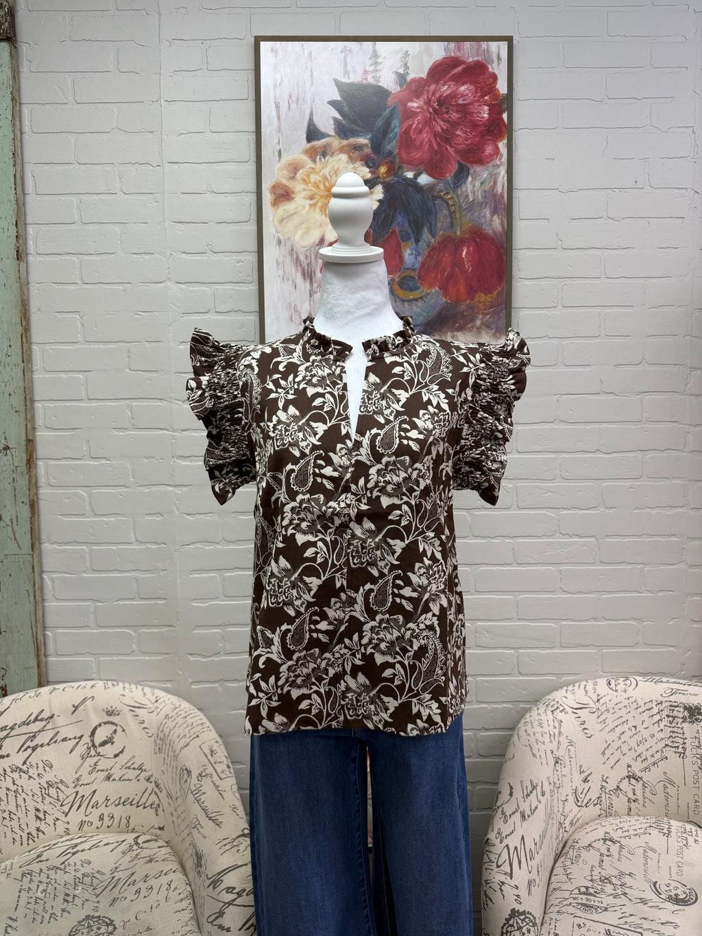 Brown Floral Top