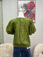 Olive Burn Out Bow Top