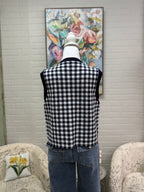 Navy Gingham Sleeveless Sweater