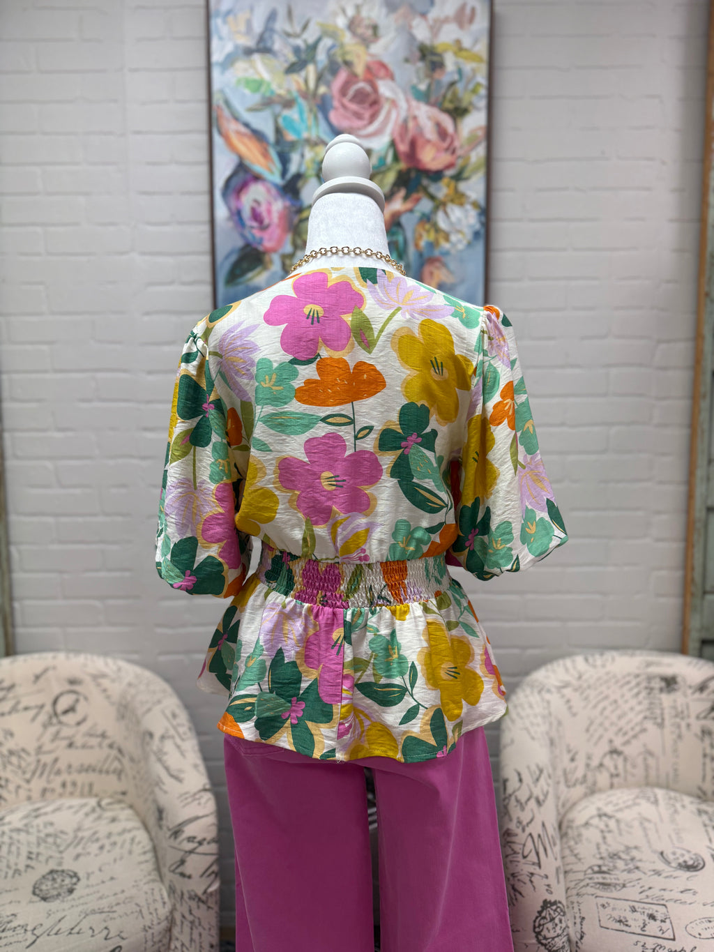Floral Zip Peplum Top