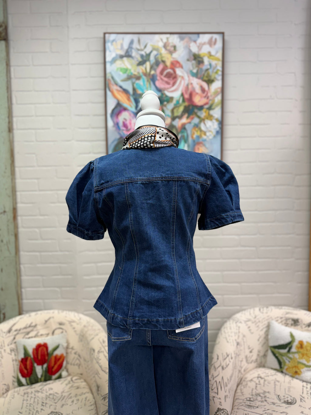 Denim Puff Sleeve Top