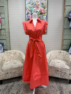 Hot Pink Striped Midi Dress