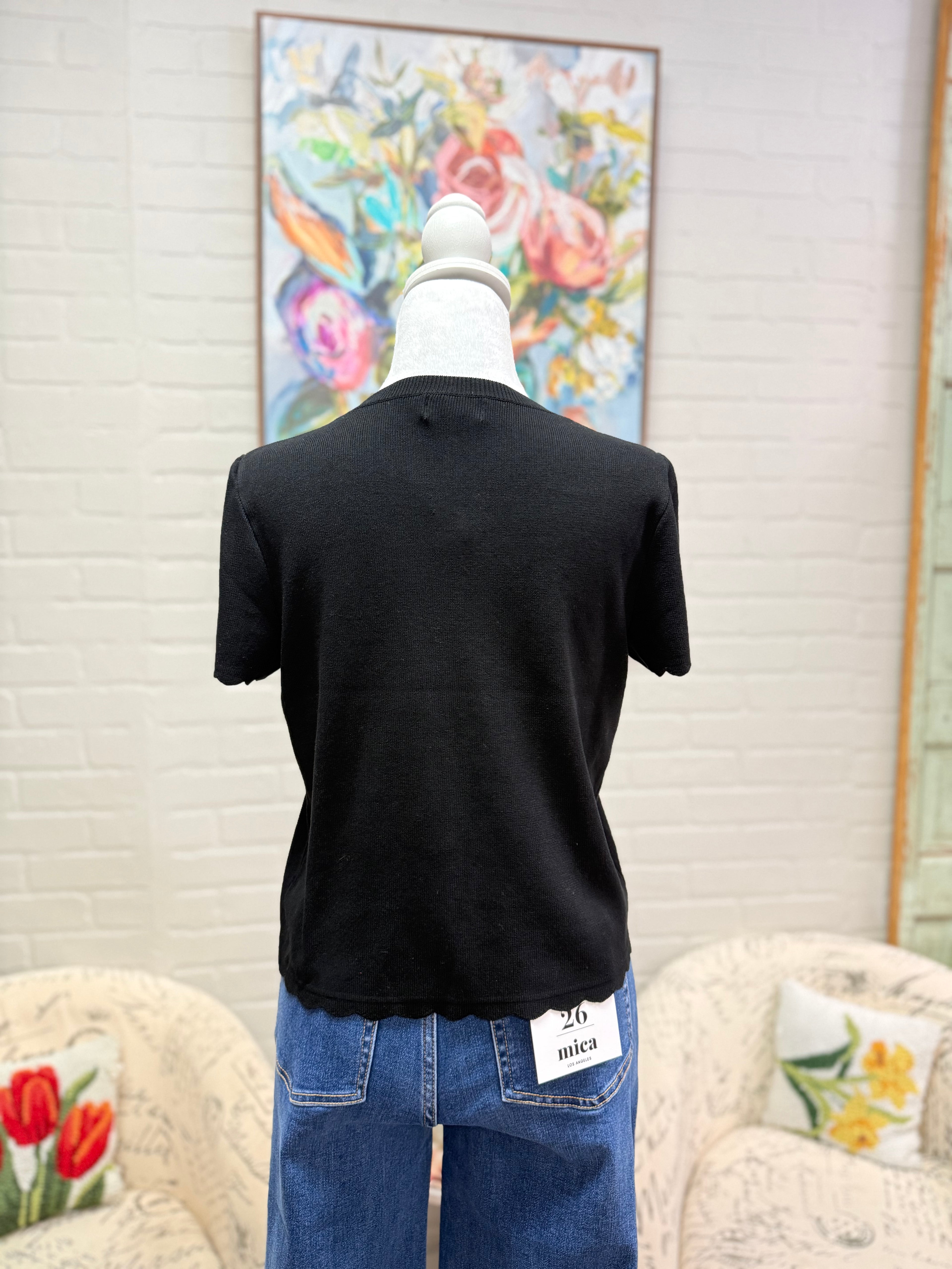 Black Short Sleeve Cardigan