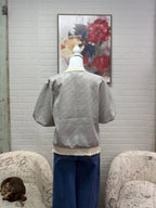 Cream Faux Leather Bubble Top