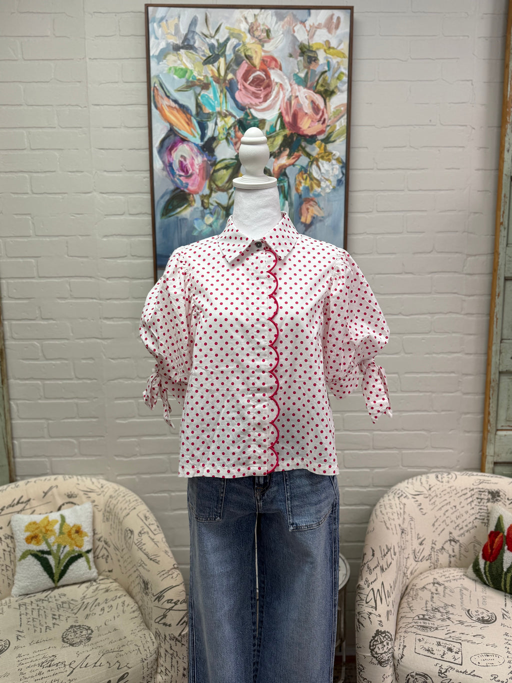 Pink Polka Dot Blouse