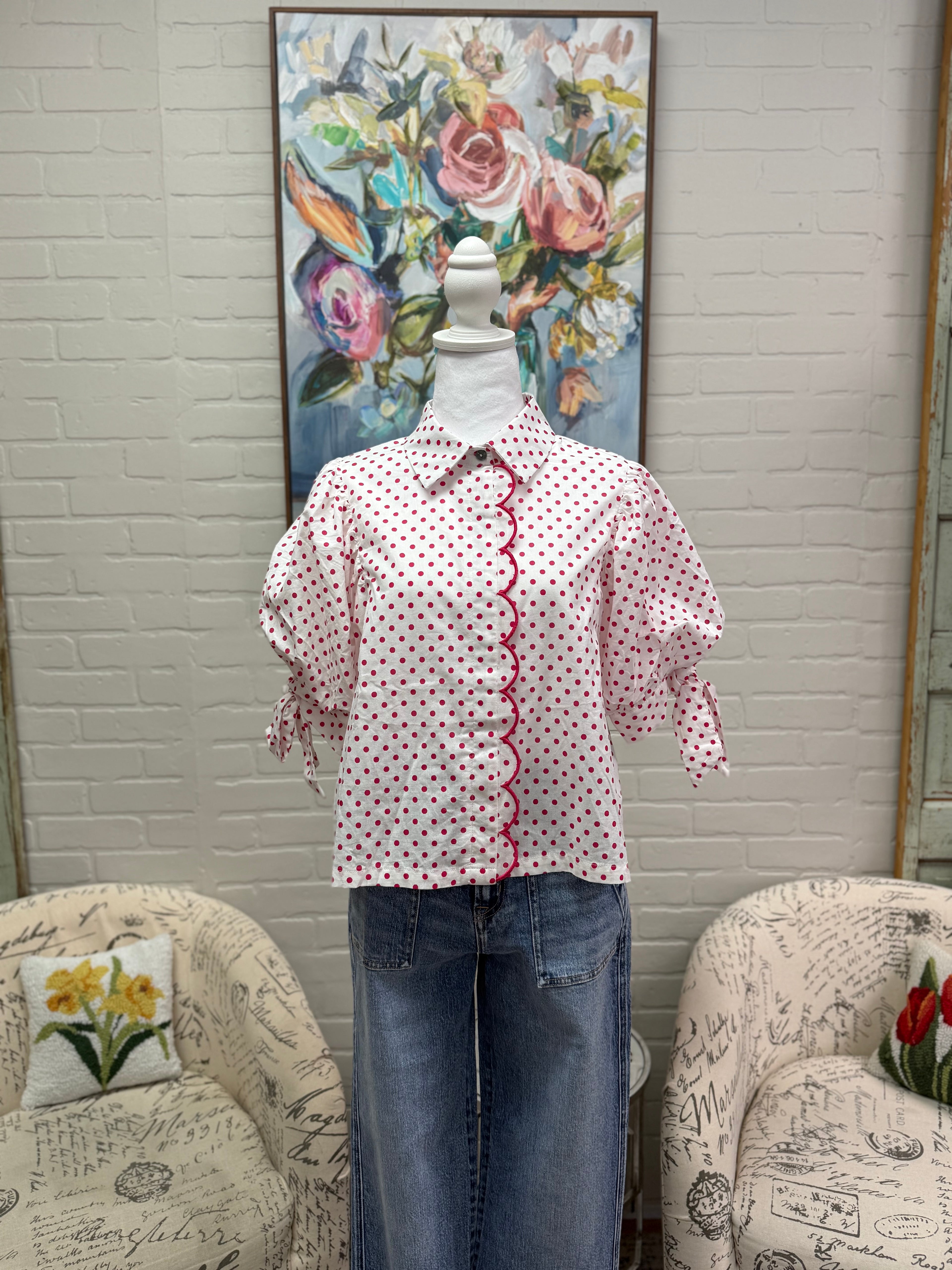 Pink Polka Dot Blouse