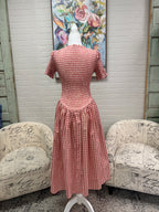 Pink Gingham Midi Dress