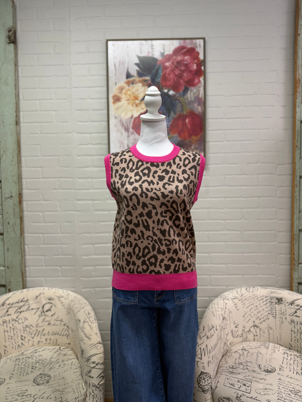 Leopard Contrast Vest