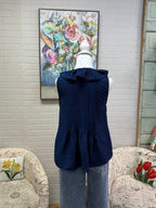Navy Ruffle Blouse
