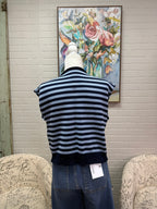 Blue Striped Button Down Vest