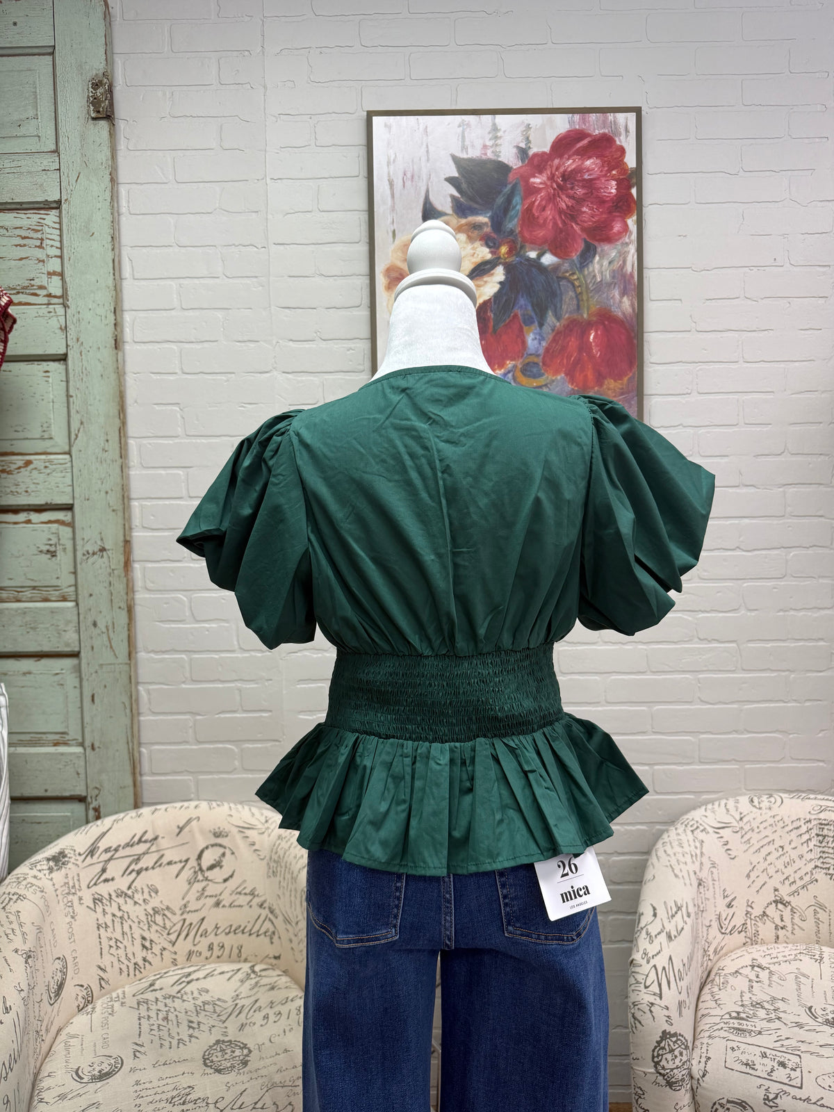 Hunter Green Peplum Top